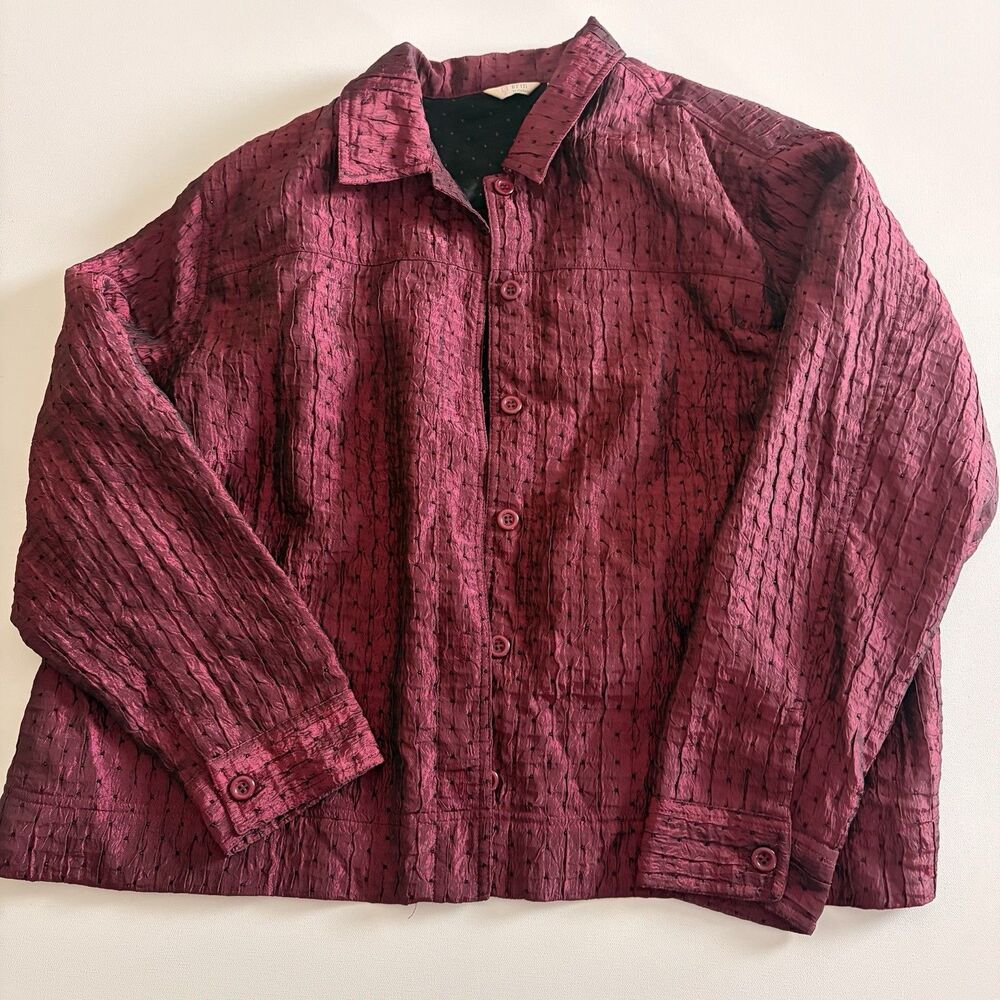 EUC! Erin London Light Weight Jacket Size 3X Iridescent Beaded Full Button